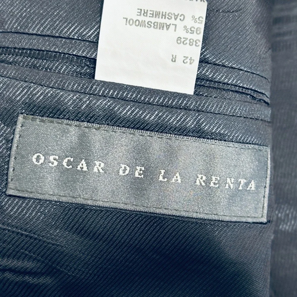 Oscar de la Renta Blazer Mens 42R Gray Lambswool Cashmere 2 Button Fully Lined